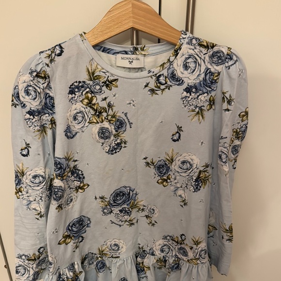 Monnalisa Blue Floral GirlsTop - Picture 2 of 4